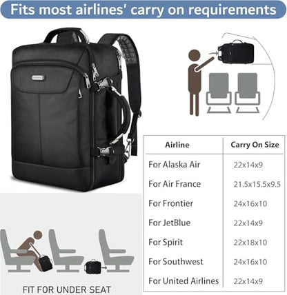 VECKUSON 40L Carry-On Backpack - TSA Approved for Flights, RFID Anti-Theft, Fits 17.3" Laptop, 19.7x13x6in, Heavy-Duty Weekender for Men/Women (Black) - color: Black