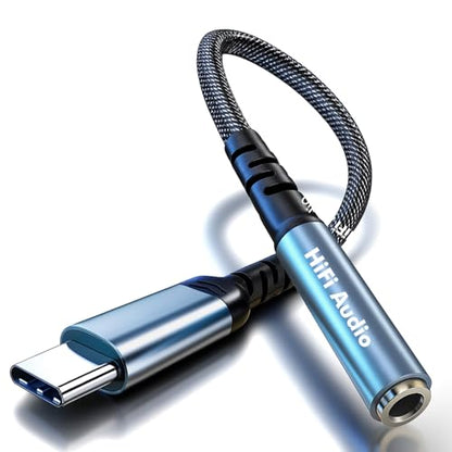 USB C to 3.5mm Audio Adapter, Aux to USB C Headphone Jack Dongle w/Hi-Fi DAC Chip, in-Line Control & Mic Support Compatible with iPhone 16/15, Samsung Galaxy S25/S24 Pixel iPad MacBook PS5