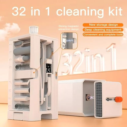 Professional Electronics Cleaning Kit, Multi-Function Computer Keyboard Cleaner Set with Retractable Brush & Earbud Cleaning Pen, Portable Screen Cleaner (Q32)