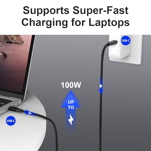 Elfesoul USB C to C Cable, 3.2 Gen 2 USB-C Cable 1.65ft - 4K UHD 20Gbps 100W PD Fast Charging Cable for MacBook Pro, for iPad Pro, Nylon Braided, Black. - size: 1.65ft