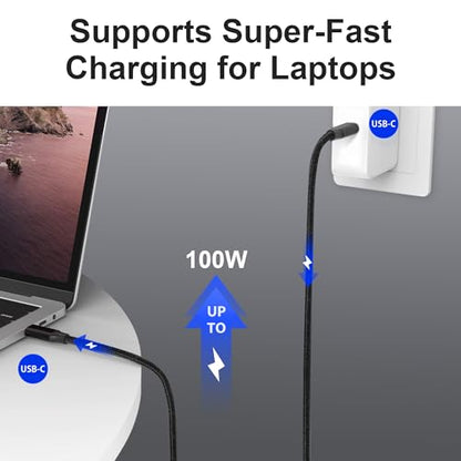 Elfesoul USB C to C Cable, 3.2 Gen 2 USB-C Cable 3.3ft - 4K UHD 20Gbps 100W PD Fast Charging Cable for MacBook Pro, for iPad Pro, Nylon Braided, Black. - size: 3.3ft