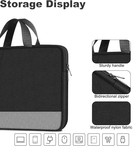 Laptop Case Sleeve, 15.6 Inch Laptop travel Bag Computer Cover for Men Women, Water Resistant Carrying Slim Laptop Sleeve Compatible for HP, Dell, Asus, Acer, Lenovo, Apple Notebook, Black