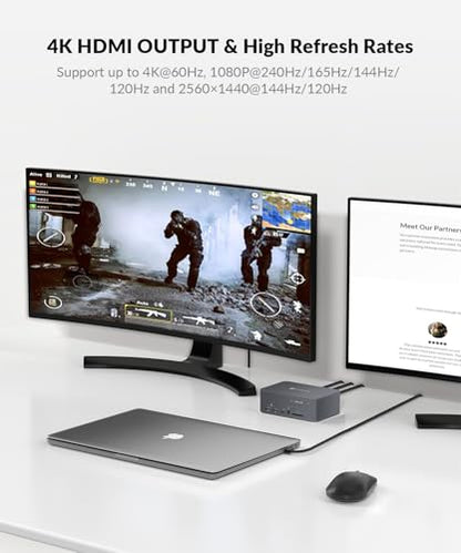 AV Access KVM Switch USB C Docking Station Dual Monitors for 2 Computers | 1G Ethernet, EDID, 4K60Hz, 5xUSB 3.0 Hub, Audio, SD, 60W Charging for Dell, HP, Lenovo Laptop, for Home Office - style: All-aluminum alloy body(iDock C10)