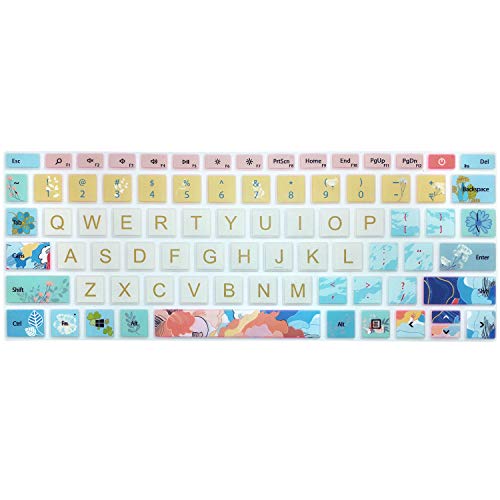 Protective Keyboard Cover Skin for 12.4" Microsoft Surface Laptop Go (2020 Released), Flower and Big Letter Designs, Litter Flowers - color: Litter Flowers