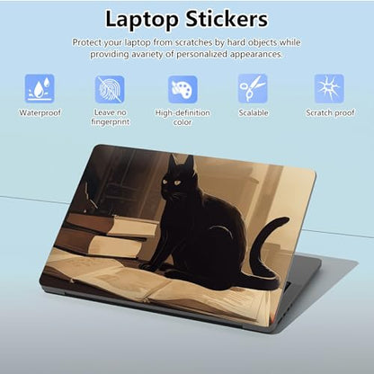 Universal Laptop Skin Sticker with 2 Wrist Pad Skins, Waterproof Scratch Resistant Vinyl Laptop Cover Decal, Cut to Fit for 11–15.6 Inch MacBook HP Dell Lenovo, Cute Cat - color: Cute Cat