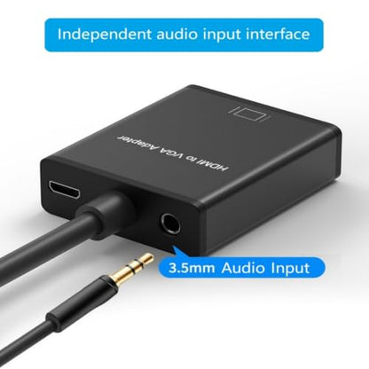 VGA to HDMI Adapter Converter 1080P with Audio USB Power Cable for Monitors HDTV Projector Desktop, Plug and Play No Driver