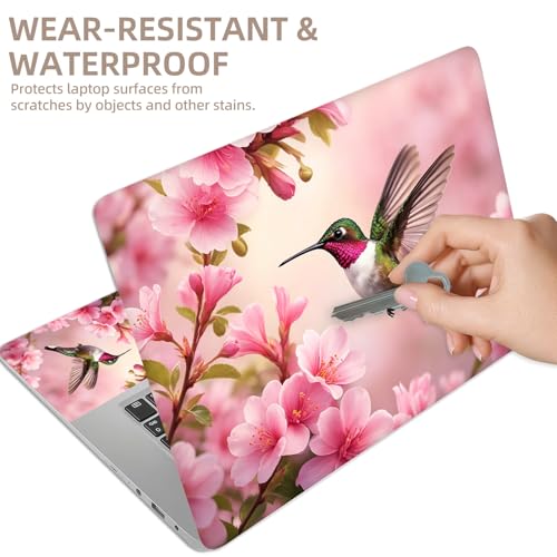 Universal Laptop Skin Sticker for 12/13/14/15.6 Inch Laptops, Reusable Vinyl Laptop Decal Cover, Waterproof Scratch Resistant Notebook Skin with 2 Wrist Pads,Garden Hummingbird - color: Garden Hummingbird
