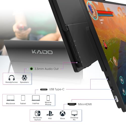 Kado Dual Portable 2-Pack 15.6'' FHD 1080p Ultra-Slim Laptop Monitor | 1920x1080 IPS Display with Built-in Speakers, 180° Kickstand Stacked Desktop Setup Office Gaming Daytrading Multi-tasking