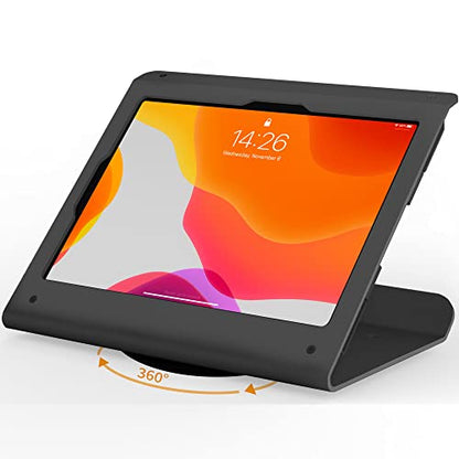 Tablet POS Stand - Heavy Duty Steel Kiosk Stand with 360° Swivel Base Anti-Theft - Compatible with 10.9" iPad 10th, Pro 11" 1 2 3 4, Air 4 5, Air 11"(M2/M3/M4), iPad 11"(A16) - color: Black