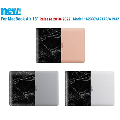 IBENZER Compatible with New MacBook Air 13 inch Case 2022 2021 2020 M1 A2337 A2179 A1932, Plastic Hard Shell Case with Keyboard Cover for Mac Retina Display with Touch ID, Black Marble, MAT13-BKMB+1 - color: Black Marble