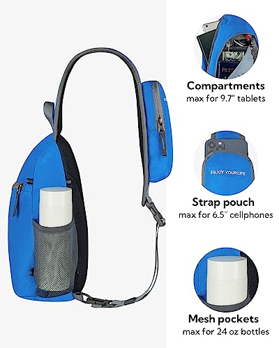 WATERFLY Crossbody Sling Bag Small Water Resistant Backpack Lightweight Shoulder Chest Daypack for Men Women Hiking Travel - color: Blue
