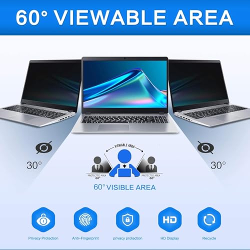 ZOEGAA 15.6 Inch Laptop Privacy Screen,Compatible with Lenovo ThinkPad HP Dell Xps Samsung Asus Acer brands,Removable 16:9 Widescreen Display laptop privacy screen 15.6 inch and Anti-Glare Protector - size: 15.6 in (16:9) privacy screen