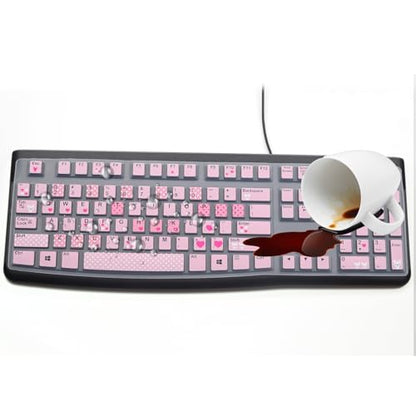 Silicone Keyboard Cover for Logitech K120 & MK120 Ergonomic Desktop USB Wired Keyboard, Logitech K120 & MK120 Keyboard Protective Skin US Layout (NOT Fit Other Model) -Lovly - color: Lovly