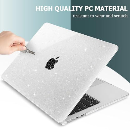 May Chen Case for MacBook Air 13/13.6-inch (M5/M4/M3/M2, 2022-2026 Models A3449 A3240 A3113 A2681), Lightweight | Closes Seamlessly | Ideal for Work Hard Shell Case, Clear Glitter - color: Clear Glitter
