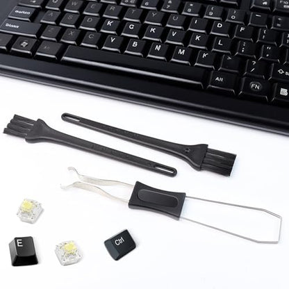 1 PCS Keycap Puller Switch Puller with 2 Cleaning Brushes | For Mechanical Keyboard, Fixing & Removal Tool, Stainless Steel