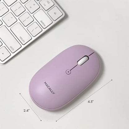 Macally Bluetooth Mouse Purple | Wireless Mouse - Comfortable and Quiet, Enjoy Strong Connection for Laptop, Mac, iPad - color: Purple