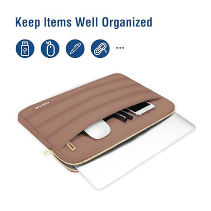 MOSISO Laptop Case 13.3 inch,13-13.3 inch Puffy Laptop Sleeve Compatible with MacBook Neo/Air 13.6 M5 M4 M3 M2 M1/Pro 13/14,HP Dell ASUS Lenovo,Polyester Horizontal Bag with Small Case, Mocha - color: Mocha, size: 13.3 inch