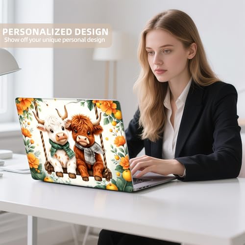 Universal Laptop Skin Sticker for 12/13/14/15.6 Inch Laptops, Reusable Vinyl Laptop Decal Cover, Waterproof Scratch Resistant Notebook Skin with 2 Wrist Pads,Highland Cows Cute - color: Highland Cows Cute