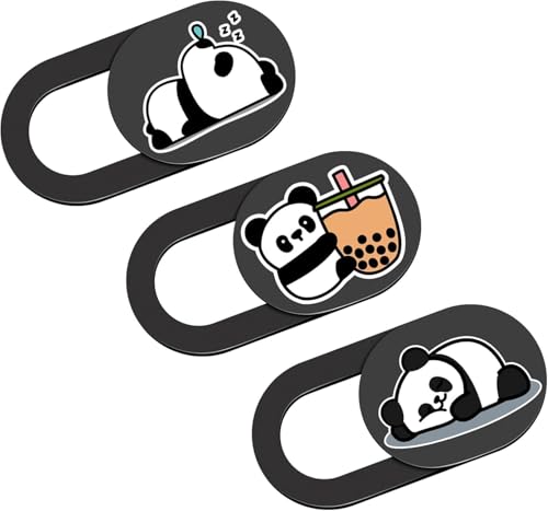 Camera Privacy Covers 0.02 Inch Ultra Thin Panda Slide Webcam Cover Cute Laptop Camera Blocke (Panda 3pcs) - color: Panda 3pcs