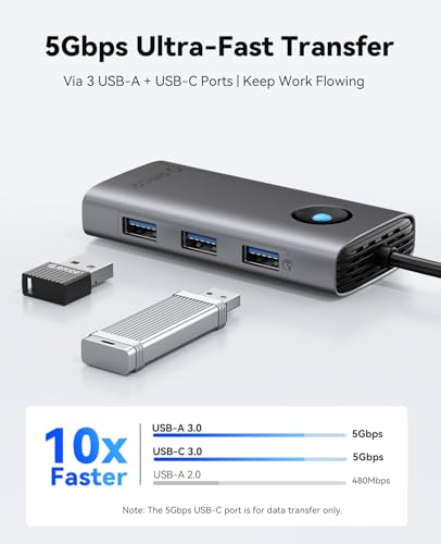 ORICO USB C Docking Station, 6-in-1 Laptop Docking Station with HDMI 4K@30Hz, 100W PD, USB-A&C 3.0, USB C Dock Compatible with MackBook/Dell XPS/HP/Surface - size: 6-in-1, style: PW11-6P