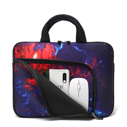 15 15.4 15.6 inch Laptop Handle Bag Computer Protect Notebook Sleeve Neoprene Cover Soft Carrying Case with Extra Pockets - color: Blue Galaxy