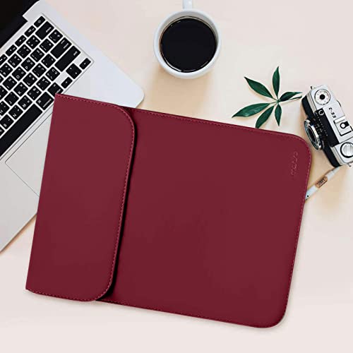 MOSISO Laptop Case 13.3 inch, 13-13.3 inch Laptop Sleeve Compatible with MacBook Neo 13 A18 Pro A3404 /Air 13/Pro 13/Pro 14 M5 M4 M3 M2 M1, Faux Suede Leather Case with Small Bag, Wine Red - color: Wine Red