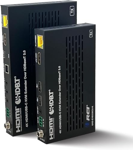 OREI 4K KVM HDMI USB-C Extender Balun HDBaseT 3.0 UltraHD 4K @ 60Hz 4:4:4 Over Single CAT5e/6/7 Cable with HDR, LAN, CEC, & IR Support, RS-232 Up to 330 Ft Audio Out - Power Over Cable - size: 4K HDMI & USB-C w/ KVM