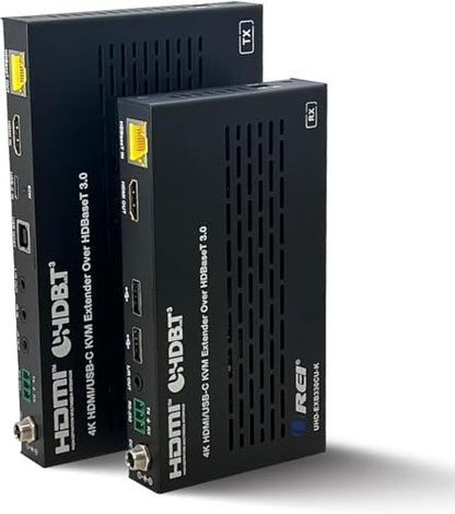 OREI 4K KVM HDMI USB-C Extender Balun HDBaseT 3.0 UltraHD 4K @ 60Hz 4:4:4 Over Single CAT5e/6/7 Cable with HDR, LAN, CEC, & IR Support, RS-232 Up to 330 Ft Audio Out - Power Over Cable - size: 4K HDMI & USB-C w/ KVM