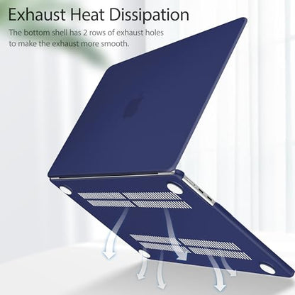 Case for MacBook Air 15 Inch 2026-2023 Release M5 A3448 M4 A3241 M3 A3114 M2 A2941, Hard Shell with Screen Protector & Keyboard Cover, Compatible with Touch ID, Matte Navy Blue - color: Matte Navy Blue