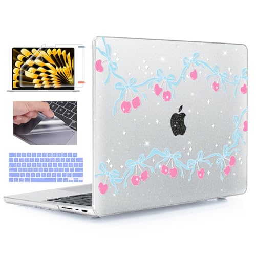 for with MacBook Pro 14 inch Case 2026-2021 M5 M4 M3 M2 M1 Pro/Max A3426 A3427 A3434 A3112 A3401 A2918 A2992 A2779 A2442, Hard Shell with Keyboard Cover+Protective Film, Cherry Bow - color: Cherry Bow