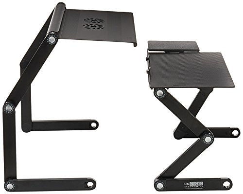WorkEZ Adjustable Standing Desk Converter w/2 Fans & 3 USB Ports, Sit to Stand Desk Riser Monitor Standing Computer Desk, Height & Angle Negative Tilt - color: Black+usb Fan Hub