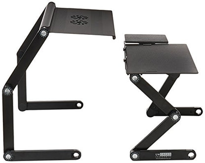 WorkEZ Adjustable Standing Desk Converter w/2 Fans & 3 USB Ports, Sit to Stand Desk Riser Monitor Standing Computer Desk, Height & Angle Negative Tilt - color: Black+usb Fan Hub
