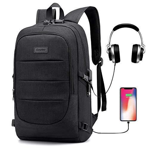 Travel Laptop Backpack with USB Charging Port and Lock Computer Business Backpacks, Gifts for Men & Women Fits 15.6 Inch Notebook,Black