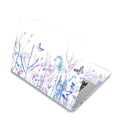 Laptop Skin Sticker Decal,12" 13" 13.3" 14" 15" 15.4" 15.6 inch Laptop Skin Sticker Cover Art Decal Protector Notebook PC 15.6" Universal Vinyl Cover (Butterfly & Flower) - color: Butterfly & Flower