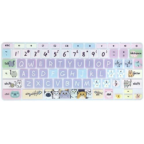 Keyboard Cover Skin for HP Chromebook 11 x360 11.6,G2/G3/G4/G5/G6 EE/G7 EE 11.6, 14-ca 14-ak14-X Series/HP Chromebook 14 G2 G3 G4 Keyboard Protector,Cute Cat - color: Cute Cat