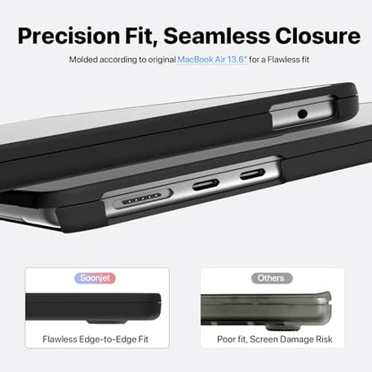 Soonjet FlexArmor for MacBook Air 13 inch Case | M5 M4 M3 M2 2026 2025-2022 | Hybrid Design, Cushioned Edges | Anti-Crack Upgrade | Clear Cover 13.6'' Laptop Hard Shell A3449 A3240 A3113 A2681 - color: Frosted Clear