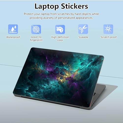 Universal Laptop Skin Sticker with 2 Wrist Pad Skins, Waterproof Scratch Resistant Vinyl Laptop Cover Decal, Cut to Fit for 11–15.6 Inch MacBook HP Dell Lenovo, Galaxy Clouds - color: Galaxy Clouds