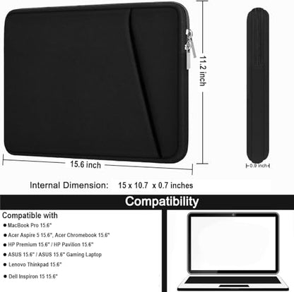 Laptop Sleeve, Durable Briefcase Shockproof Protective Case, Handbags Portable Laptop Bag for 15.6 inch HP Dell Asus Lenovo Notebook Computer with Front Pocket, Black | Laptop Case, Handbags Briefcase Laptop Bag Compatible with 14" MacBook Air/Pro HP Asus