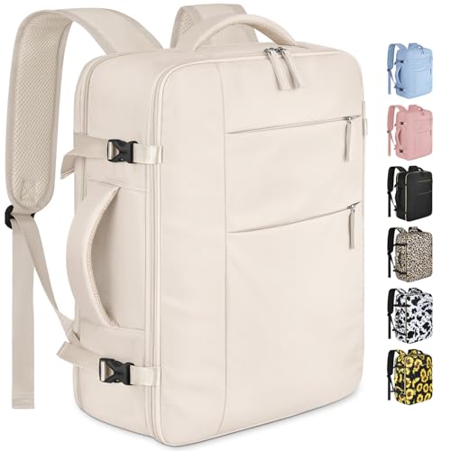 Capolo Travel Backpack for Women Men Waterproof Laptop Backpack Airlines Approved Carry On Backpack Bag Computer Bookbag for Business, Work, Traveling Fits 15.6 Inch Laptop(Beige) - color: Beige, size: 15.6 Inch