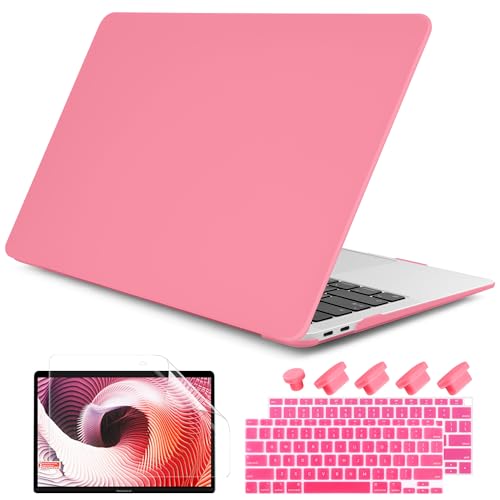 DONGKE for MacBook Air 13 inch Case 2021 2020 2019 2018 Release A2337 M1 A2179 A1932, Plastic Hard Shell Case & Keyboard Cover Compatible with MacBook Air 13 inch Retina Fits Touch ID, Hibiscus - color: Hibiscus