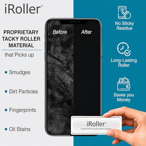 Screen Cleaner by iRoller - No Need for Spray or Wipes - Liquid Free iPad Screen Cleaner Roller Tool - Washable & Reusable - Phone Screen Cleaner Ideal for iPhone, Laptop, Computer Touchscreen - 3.5" - size: 1 pack