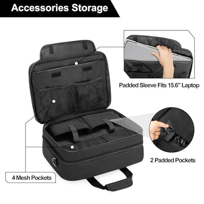 CURMIO Printer Case Compatible with HP Tango/Tango X, OfficeJet 200/250 | Wireless Mobile Printer Travel Bag, Luggage & Shoulder Strap, Padded Lining, 15.6" Padded Laptop Sleeve, Home & Travel Use