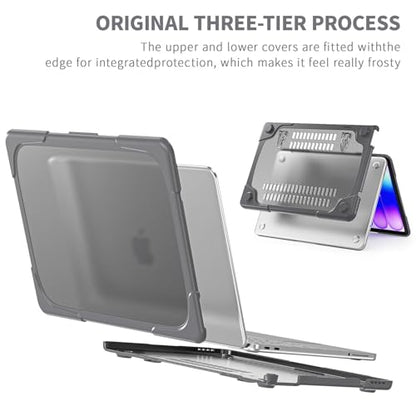 Batianda Heavy Duty Case for MacBook Neo 13 Inch 2026, Grey | Fits Model A3404 A18 Pro Chip, Ergonomic Foldable Stand Holds 22lbs, TPU Bumper, Matte Translucent Shockproof Hard Shell - color: Grey