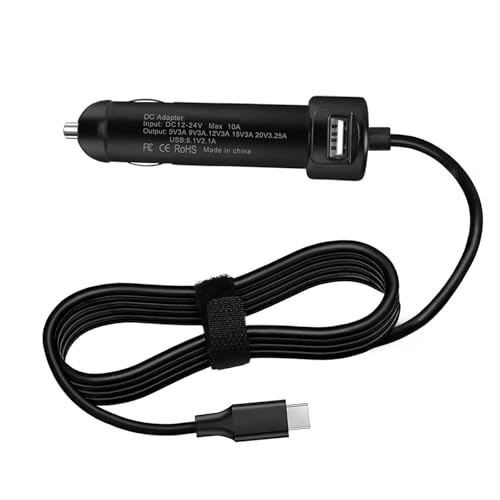 65W USB-C Laptop Car Charger Compatible with Dell Latitude 9430 7530 7430 7330 5330 5430 5530 3330 2-in-1 Laptop P159G P104F P137G P138G P133G P134G P136G P135G P104F P110F Dell Precision 3570