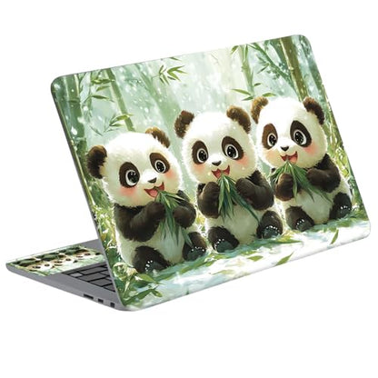Universal Laptop Skin Sticker Decal with 2 Wrist Pad Skins, Waterproof Scratch Vinyl Cover for 11–15.6 Inch MacBook, HP, Dell, Lenovo, Cutable & Reusable,Cute Baby Panda Trio - color: Cute Baby Panda Trio