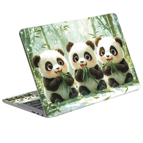 Universal Laptop Skin Sticker Decal with 2 Wrist Pad Skins, Waterproof Scratch Vinyl Cover for 11–15.6 Inch MacBook, HP, Dell, Lenovo, Cutable & Reusable,Cute Baby Panda Trio - color: Cute Baby Panda Trio