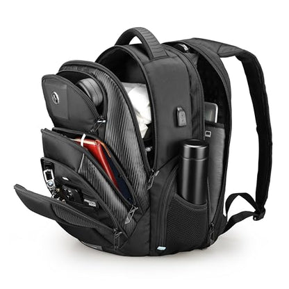 Swissdigital Design TSA Business Laptop Backpack for Men, Large Capacity Travel Backpack with Apple Find My Network and USB Charging Port Tech Backpacks Fits 17 Inch Computer Black| SD1643FB-01 - color: Black 17inch