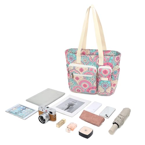 Women Tote Bag With Muti-Pockets,Lightweight Shoulder Bag,Large Capacity Handbag for Travel, Work, Gym - color: Bandanna
