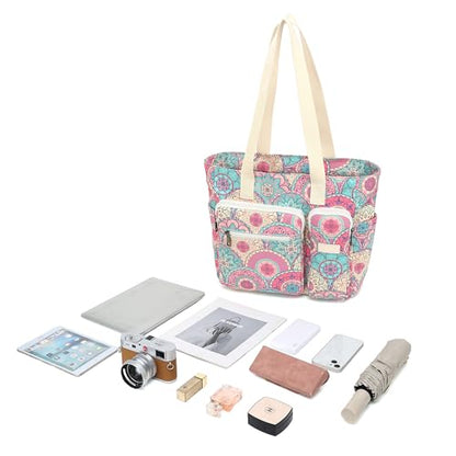 Women Tote Bag With Muti-Pockets,Lightweight Shoulder Bag,Large Capacity Handbag for Travel, Work, Gym - color: Bandanna