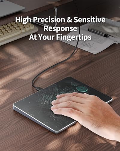 ProtoArc T1 Wired Large USB Trackpad for Windows 11/10, Grey Black | 6.4" surface, high-Precision, multi-touch gestures, plug-and-play, stable wired connection for Computer/Desktop/Laptop.